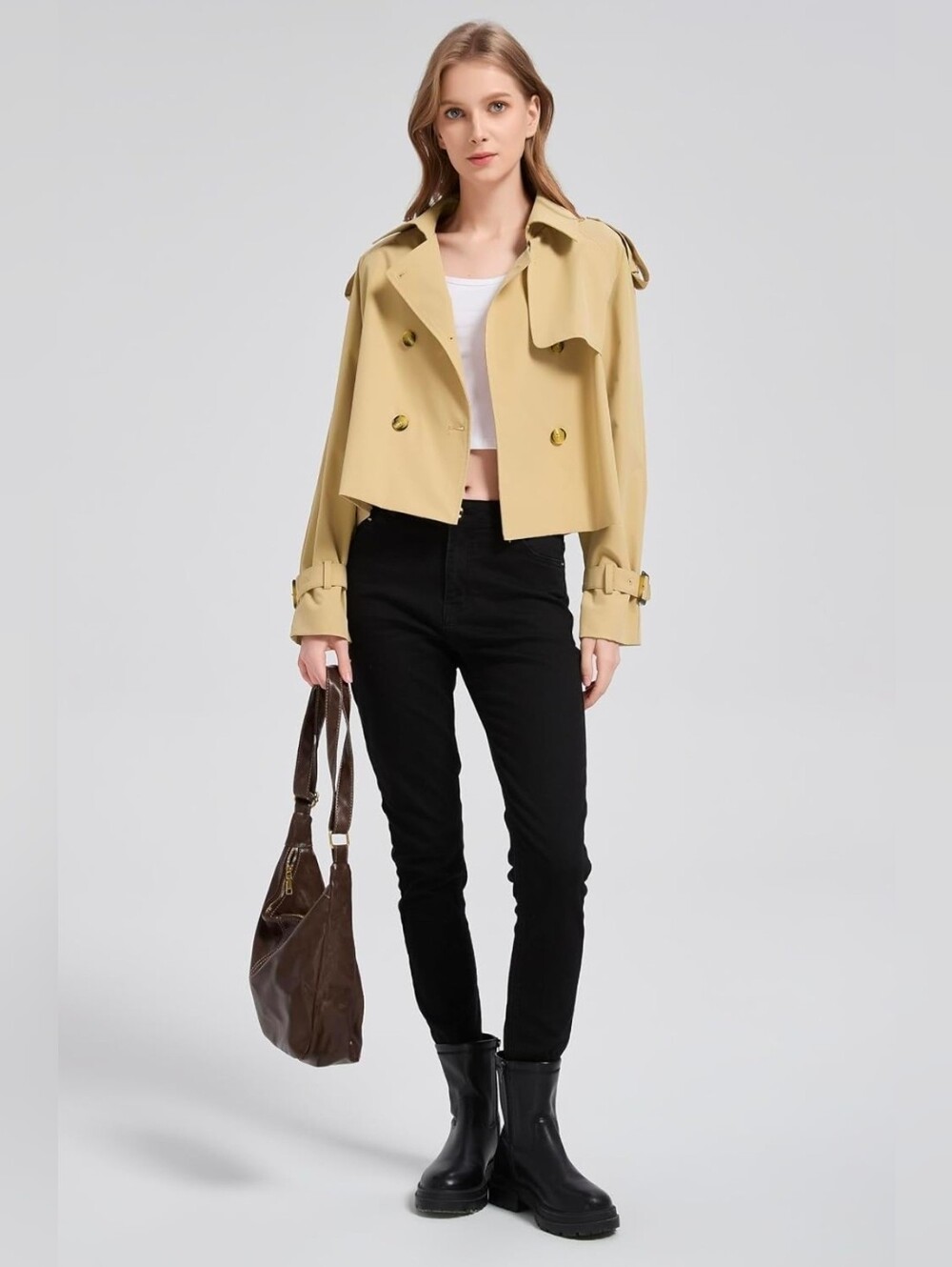 NWT Orolay Women's Short Trench Coat Jacket Cropped Small & Large